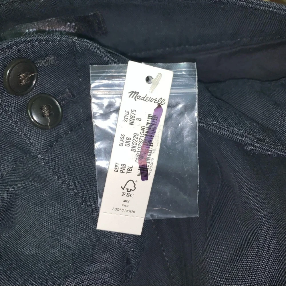 Madewell Harlow Wide Leg Trouser Pants Drapey Twill Black Pleated Cotton Linen 8 - Picture 7 of 9